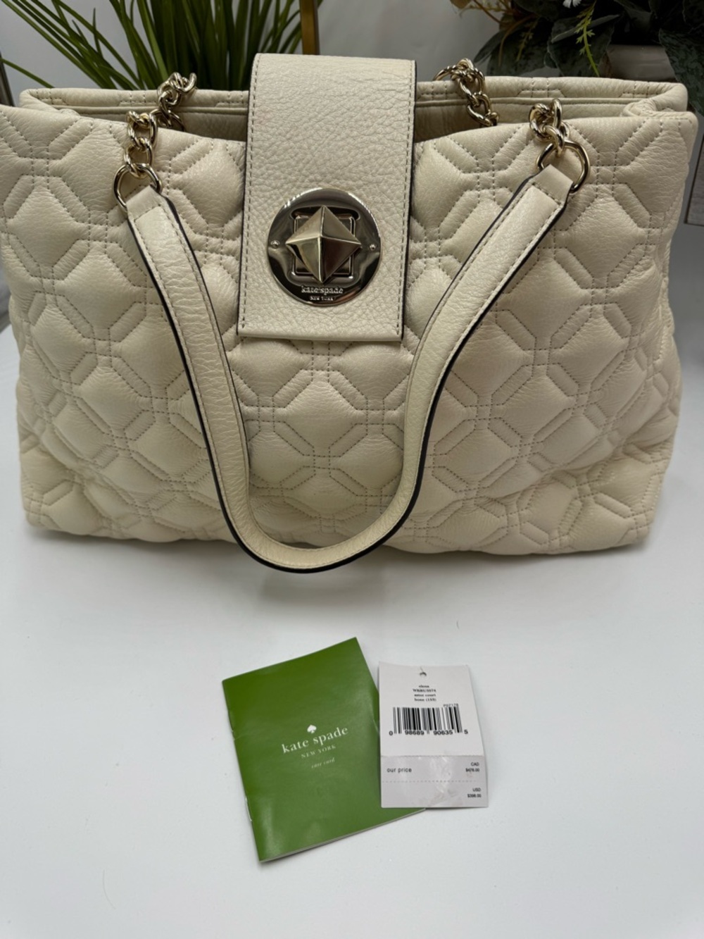 Kate Spade Astor Court Elena Quilted Leather Tote - Bone White - Picture 13 of 13